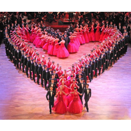 14.01.2011, SemperOpernball 2011 in Dresden, die Debütantenpaare eröffnen mit einer Herz-Formation