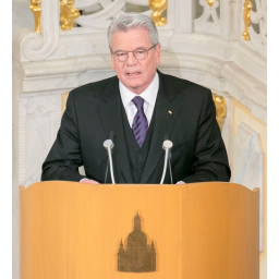 13.02.2015, Bundespräsident Joachim  Gauck während seiner Rede in der Dresdner Frauenkirche zur Gedenkveranstaltung an die Bombardierung Dresdens am 13. Februar 1945
